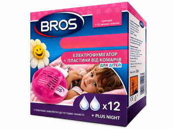 Электрофумигатор от комаров Bros, для детей, комплект 10 пластин,  9,8х 6,6х10,8см