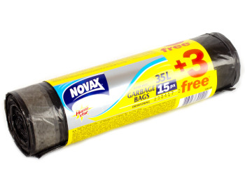 Мусорные пакеты с завязками 35л "Novax" 15+3шт в подарок