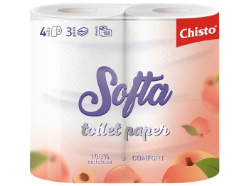Туалетний папір Chisto Softa Aroma, персиковий, 3-шаровий, 150 аркушів (4 рулони)