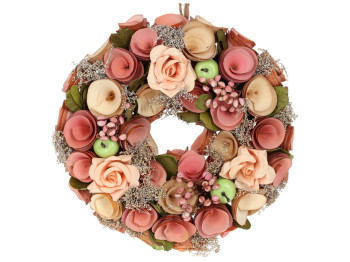 Декоративный пасхальный венок, 24см, цвет - розово-персиковый