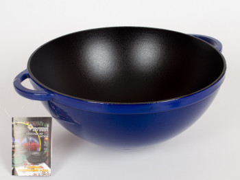 Кастрюля чугунная WOK эмал. глянц. 26x12см 3.5л синяя 02010