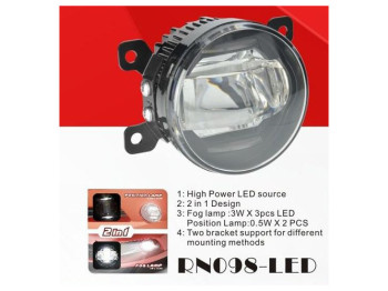 Фари додаткові RN-098-LED, універсальні (Renault/HD/NS/MB/SZ), LED 12V, 9W+1W, з проводкою