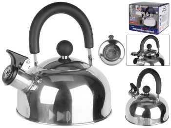 Чайник металлический Stenson со свистком, одинарное дно, нержавеющая сталь 1,4л