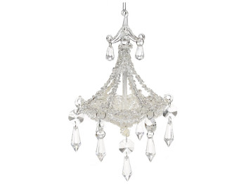 Ёлочное украшение Люстра с декором из белого бисера, 21см