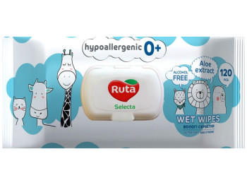 Салфетки влажные детские Ruta Selecta, с первых дней жизни, гипоаллергенные, без спирта, 120шт
