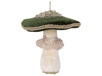 Подвеска мягкая Гриб с декором из паеток, пенопласт, ткань, 12х10см, цвет зеленый