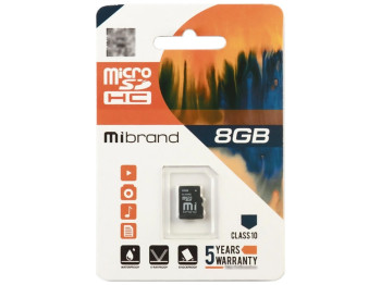 Карта Памяти Mibrand MicroSDHC 8gb 10 Class Цвет Черный