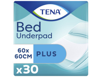 Пелёнки одноразовые Tena Bed Plus, многослойные, защита от протеканий, целлюлоза, 60×60см, 30шт