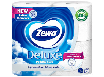 Туалетний папір Zewa Deluxе, 3х шаровий, білий (ціна за упаковку 4шт)