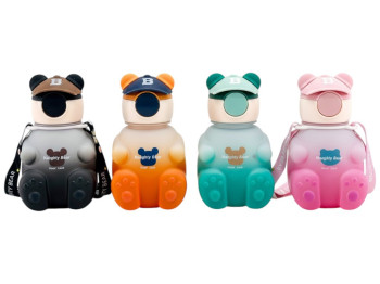 Бутылка-поилка детская Naughty Bear, с трубочкой, ремешок, наклейки, пластик, 650мл (цена за 1шт)