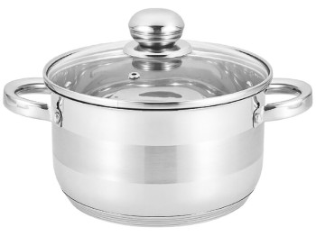 Кастрюля с крышкой Benson, из нержавеющей стали, 18х10см, 2,5л