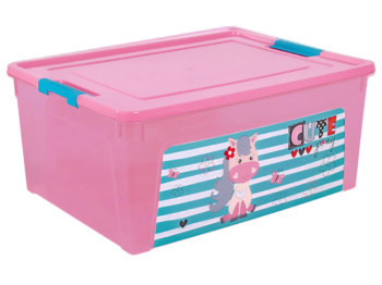 Контейнер "Smart Box" с декором Pet Shop 7,9л (розовый, крышка с бирюзовым) 124046