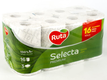 Папір туалетний "Ruta" Selecta білий тришар. (ціна за уп. 16 рулонів)