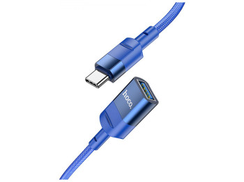 USB Подовжувач Hoco U107 Type-C male to USB female USB3.0, Синiй