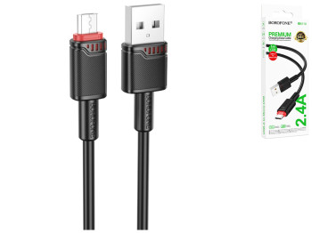 Кабель USB Borofone BX110 Micro 2.4A, 1м, цвет черный