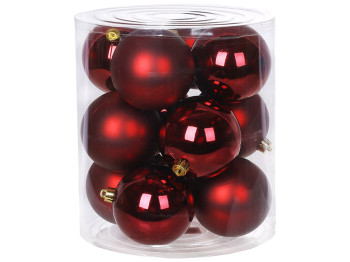 Набір ялинкових куль 8см, колір - марсала, 12шт: 6шт - глянець, 6шт - матовий 47-110