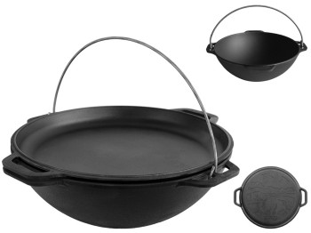 Казан азіатський чавунний Brizoll Азія чавунна кришка-сковорода 12л KA12-3