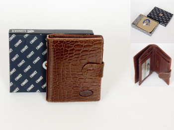 Кошелек мужской коричневый кожаный глянцевый Cosset F7-205