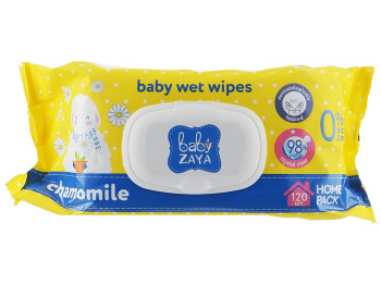 Салфетки влажные детские Baby Zaya, с экстрактом ромашки, с клапаном, 120шт