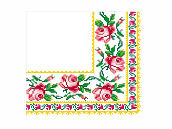 Серветка La Fleur Вишита троянда 33х33см 2 шари 16шт