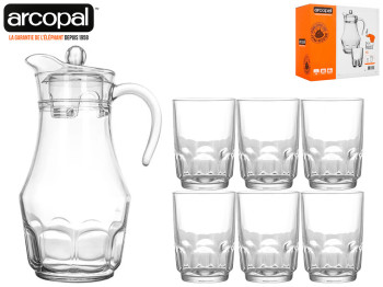 Набор для напитков Arcopal Roc кувшин 1,8л и 6 стаканов 250мл (цена за набор 7 предметов) 35112
