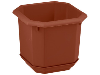 Горщик для квітів восьмигранний з підставкою 15x15см (зов. 20x20см) (колір коричневий) Консенсус