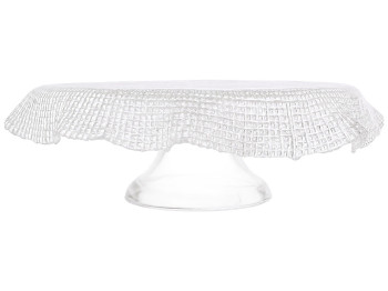 Блюдо на ніжці Crystal Wave, фактурне скло, хвилястий край, 26×8,5 см