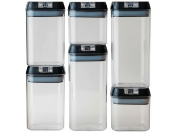 Набор контейнеров для хранения, герметичные крышки, пластик, цвет прозрачный (цена за набор 6шт)