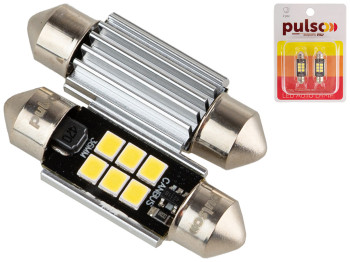 Лампа Pulso софитная LED C5W, 36мм,CANBUS, 9SMD-2835, 12v, 2,9W, 315lm White (цена за 2шт) (LP-36C5W