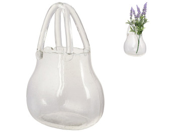 Ваза з прозорого скла у формі Сумочки 7,5х12х25см