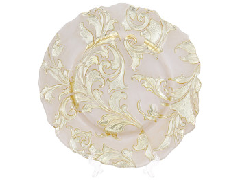 Тарелка сервировочная, белый с золотым узором, 33см (УЦЕНКА: наличие царапин на рисунке)