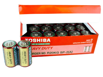 Батарейка сольова TOSHIBA, 1,5V, R20 (ціна за спайку 2шт)