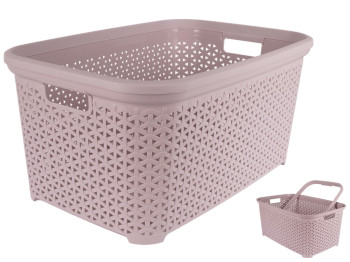 Корзина без крышки с рамкой Diomedea, 50л, пудра