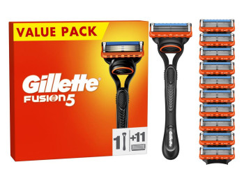 Станок для бритья Gillette Fusion5, 11 сменных картриджей, металл, сталь, цвет черный