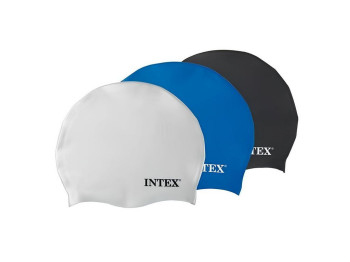 Шапочка для плавання силіконова Intex 55992, розмір M (8+), охоплення голови ≈ 52-65см, 22×19см