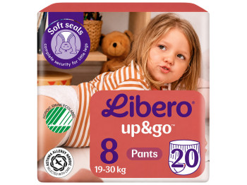 Підгузки-трусики Libero Up&Go, індикатор вологи, розмір 8, 19-30 кг, 20 шт
