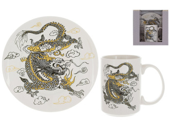 Набор посуды Символ года 2024 Дракон, тарелка, кружка (цена за набор 2 предмета)