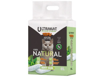 Соевый наполнитель для кошачьего туалета Ultrakat Tofu с ароматом мяты, 3мм, 6л, 2,5кг