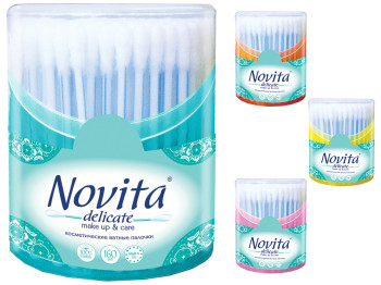 Ватні палички Novita Delicate в круглій банці, моноблок 160шт