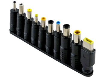 Кабель Type-C to DC PD65W 5.5х2.1 мм+10 Переходников 1,8м, цвет черный