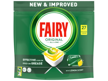 Таблетки для посудомоечных машин Fairy Original All in One, Лимон, 27шт