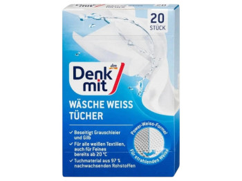 Отбеливающие салфетки Denkmit для стирки белого белья, без аромата (цена за 20шт)