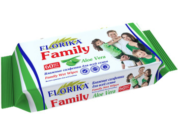 Влажные салфетки для всей семьи Florica "Алое вера" 60шт