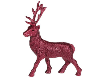 Новогодний декор Олень, 21см, цвет - глиттер бордо