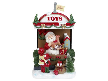 Декор новогодний Санта в магазине игрушек с LED подсветкой, 33см