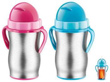 Термос с трубочкой детский BAMBINI нержавеющая сталь 300мл 74589