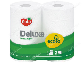 Туалетная бумага Ruta Ecolo Deluxe, 3х слойная, 4 рулона