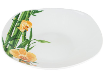 Тарілка супова квадратна "Бамбук і Орхідея жовта" 9" 22x22см