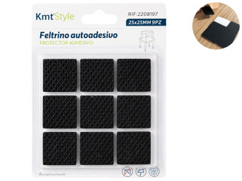 Накладка захисна для меблів KmtStyle, EVA, 2,5×2,5см, 9шт, колір чорний