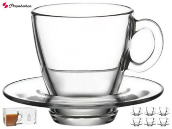 Набір чашок з блюдцем Pasabahce Agua, 8,2см (ціна за набір 6шт)